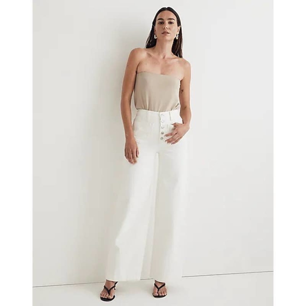 Madewell Superwide Leg White Jeans Women's NWT Size 23 Button Fly High Rise